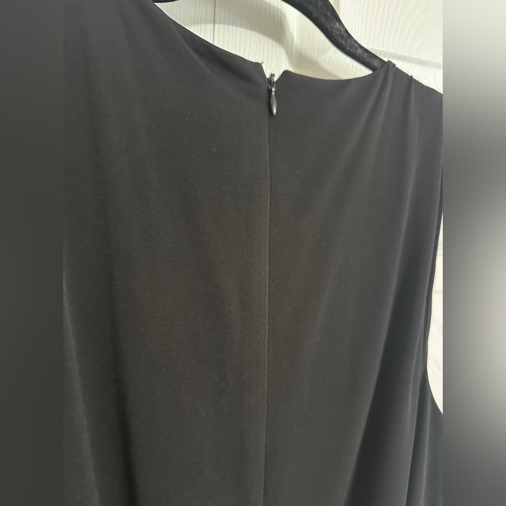 Michael Kors Sleeveless Black Midi Dress Belted Shoulder Zipper size XL - Picture 8 of 10